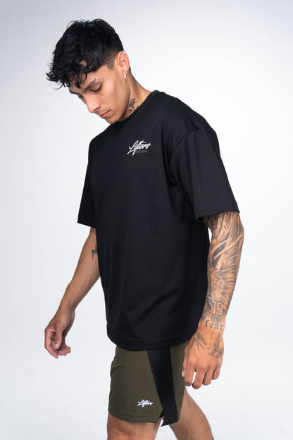 CAMISETA TRAINING NEGRA - VERDE MILITAR
